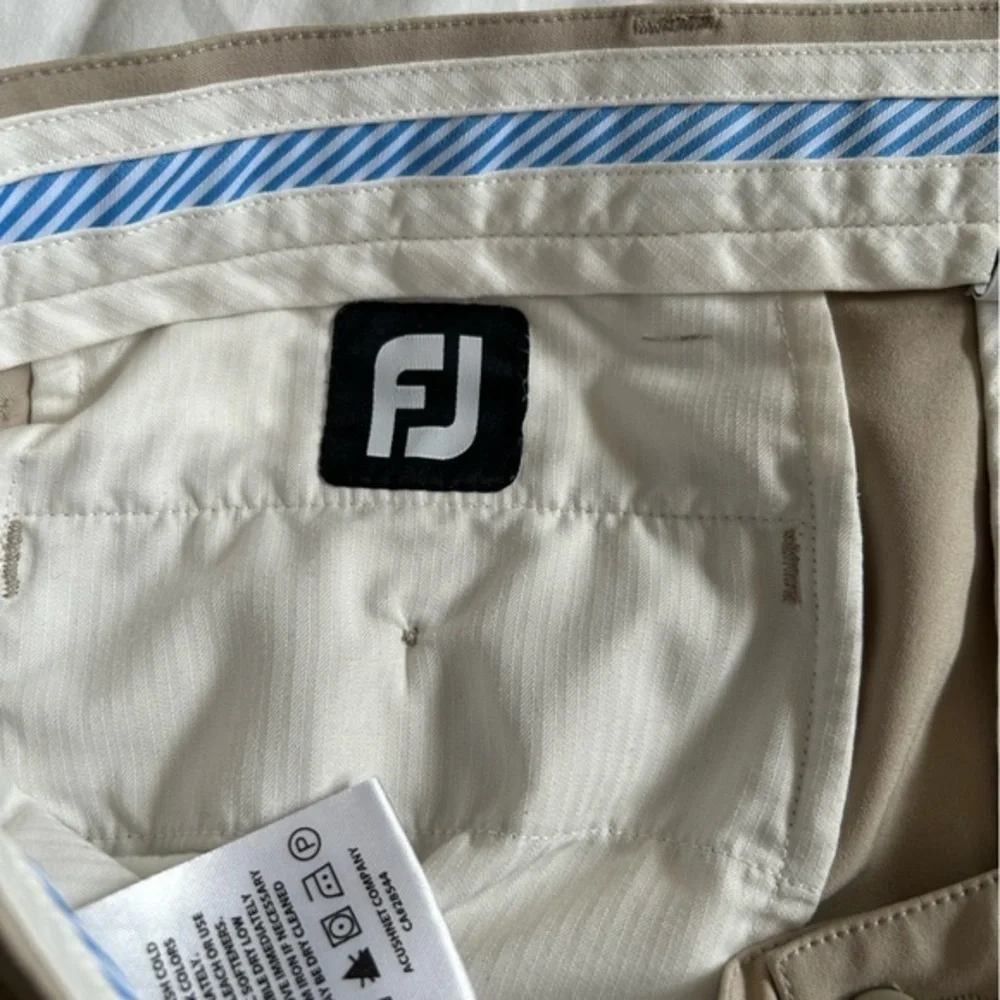 FootJoy Mens‎ Pants Beige 35x32 Stretch Polyester Chino Golf Flat Front Pants